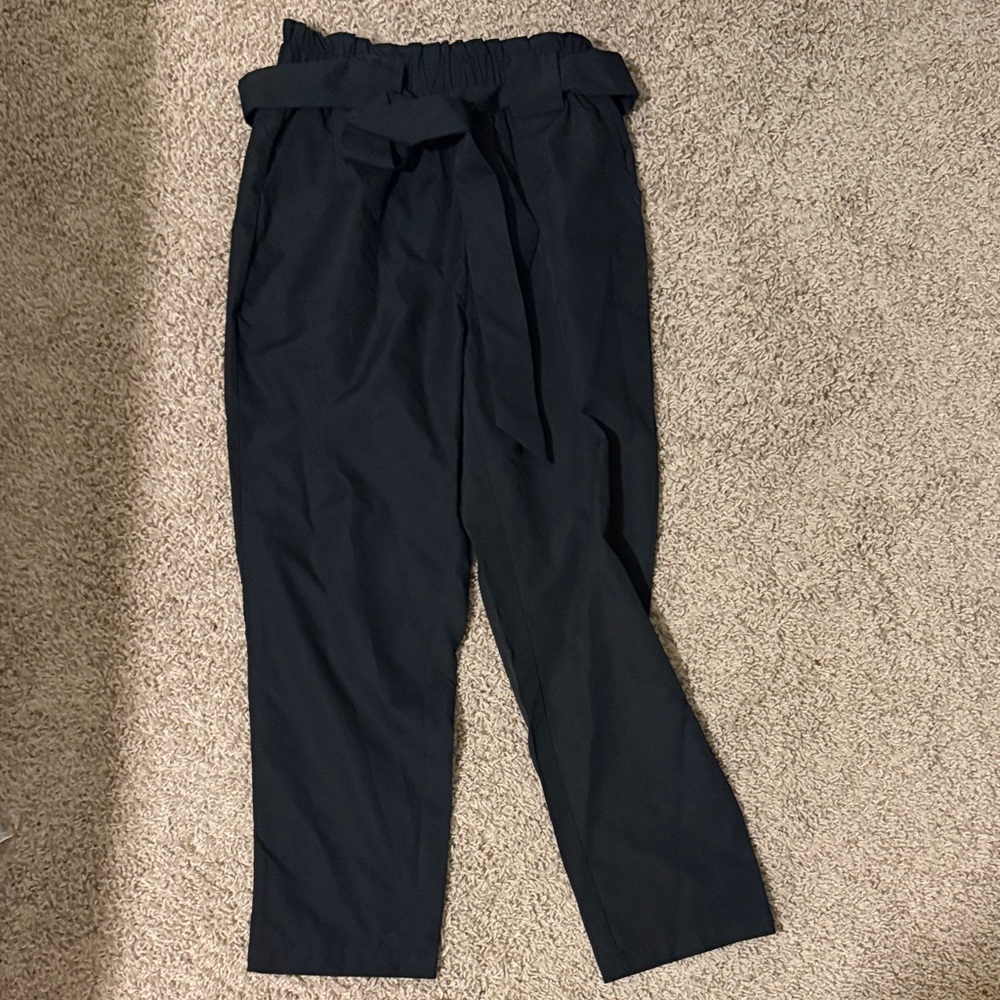 Black Paperbag Waist Pants